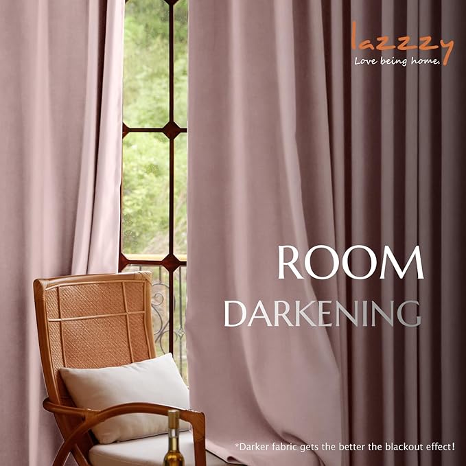 Lazzzy Velvet Blackout Curtains Thermal Insulated Room Window Drapes Super Soft Luxury Curtains for Living Room Bedroom Rod Pocket 2 Panels, Dusty Pink, 52" W x 108" L