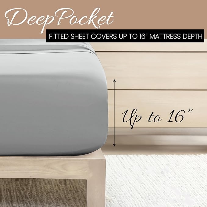 Linen Market Double-Brushed Microfiber Twin XL Sheet Set 3 Piece – Oeko-TEX Certified Ultra Soft & Wrinkle-Free - 16" Deep Pocket Sheets - Easy Care Twin XL Size - Light Gray