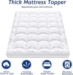 Twin XL Mattress Topper for Back Pain, Cooling Extra Thick Mattress Pad Cover with 8-21 inch Deep Pocket, Plush Pillow Top Mattress Topper Overfilled with Down Alternative, Twin Extra Long, White