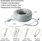 SURNIE LED Rope Lights Outdoor Warm White, Waterproof 50FT Cuttable 3000K Lighting Indoor 110V Connectable Flexible Electric Lights for Christmas Trees Bedroom Outside Patio Decor, Not Flat Strip