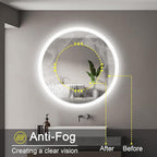 Wall-Mounted LED Round Bathroom Mirror, Makeup Mirror (36inches x36 inches,) 3 Color Stepless Dimmable Memory Bathroom Vanity Mirror with Lights CRI90+ 3000-6400K Smart Mirror with Touch
