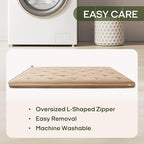ZonLi Japanese Floor Futon Mattress Full Size 75"x 54", 100% Cotton Cover 4'' Thicken Tatami Mattress, Foldable Sleeping Pad, Portable Dormitory Tatami Mat, Roll Up Floor Lounger Bed for Adult (Khaki)