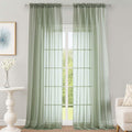 OWENIE Extra Long Sage Green Sheer Curtains 144 inch 2 Panels Set, Translucent Backdrop Window Scarf Drapes for Canopy Bed/Wedding/Living Room/Anniversary, 12FT Length, Each 59Wx144L in, 2PCS