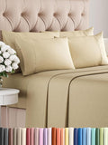 Cal King 6 Piece Sheet Set - Comfy Breathable & Cooling - Ultra-Soft Hotel Luxury Bedding Set with 8-16 Inch Deep Pockets - 1 Flat & 1 Fitted Sheet & 4 Pillowcases - Wrinkle Free & Easy Care - Beige