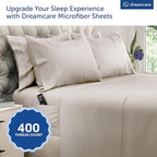 DREAMCARE King Size Sheets Set – 6 pcs Cooling Bed Sheets – up to 21” Deep Pocket King Sheet Set – 2500 Supreme Collection – Extra Soft 100% Brushed Microfiber Hotel Luxury with Side Pocket – Beige