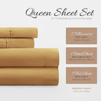 Linen Market Brushed Microfiber Twin XL Sheet Set 3 Piece – Oeko-TEX Certified Ultra Soft & Wrinkle-Free - 16" Deep Pocket Sheets - Easy Care Twin XL Size - Gold