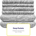 Full Size Bed Sheets - 6 Piece 1500 Supreme Collection Fine Brushed Microfiber Deep Pocket Full Sheet Set Bedding - 2 Extra Pillow Cases, Great Value, Full, Paisley Gray