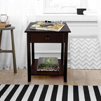 Casual Home Owl Night Stand with USB Port Charging Station and Drawer, 17.5"W x 14.25"D x 24.5"H, Espresso