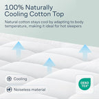 Cloud-Like Twin Mattress Topper - 100% Cotton Top Mattress Pad for Back Pain Relief - Breathable & Naturally Cooling for Hot Sleepers, White