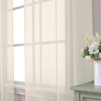 Aiyufeng Cream Sheer Curtains 63 Inch Length 2 Panels Set for Living Room, Light Filtering Green Window Sheers Drapes for Bedroom, Each 42" W x 63" L