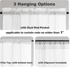 Chyhomenyc Sheer White Tier Curtains 24 Inch Length Set, Small Window Curtains Treatment for Bathroom/Living Room/Cafe/Basement, Short Voile Curtain Tiers 42in x 24in, Rod Pocket, 2 PCS