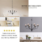 smtyle Holloween Tea LED Light Black Chandelier Tealight Candle Holders for Outdoor Gazebo Set of 6 Tealight Candles Metal Wall Sconce for Hanging Wedding Decoration