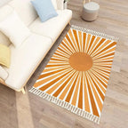 Boho Rug Scandinavian Nursery Rainbow Sun Print for Playroom with Neutral Area Carpet Non-Slip Throw Rugs Mat Pad Minimalist Home Decor for Living Room Bedroom Entryway Dining Room Office 4'x6'