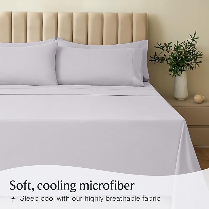 LuxClub 3 PC Sheet Set Bed Sheets Deep Pockets 16" Eco Friendly Wrinkle Free Cooling Machine Washable Hotel Bedding Silky Soft - Dove Gray Twin XL