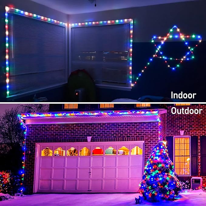 JMEXSUSS 2 Pack Christmas Lights Battery Operated Rope Lights Outdoor Waterproof Total 200LED 8 Modes Battery Powered String Lights with Remote for Car Trampoline Tree Christmas Decor (Multicolor)