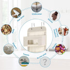MAX Houser 5-Shelf Over The Door Hanging Organizer with 2 Metal Hooks, 5 Pocket Over The Door Wall Mount Storage with Clear Windows for Baby Nursery Bathroom Closet,Bedroom,Dorm,Diapers,Kids(Beige)