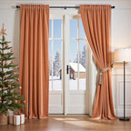 Lazzzy Halloween Blackout Velvet Curtains Orange Fall Decor Thermal Insulated Curtains Living Room Curtains 2 Panel Sets 96 Inch Long Room Darkening Window Treatments Drapes Burnt Pumpkin