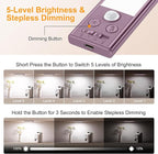 Gritin 10.2inch Under Cabinet Lighting Rechargeable -84 LED Super Bright,3-Color& 5 Level Brightness,4 Modes,Motion Sensor, Long Lasting- Easy Installation Magnetic Closet Lights -2 Pack-Mauve
