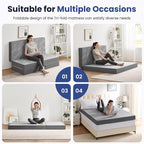 Foldable Mattress Twin 6 inch -Portable Grey Memory Foam Folding Matress with Washable Cover for Camping Travel Guest Room Home Use-Non-Slip&Easy Storage
