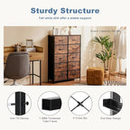 DUMOS Dresser for Bedroom, 10 Storage Drawers, Wide Fabric Closet Chests Organizer Tower Furniture with Wooden Top Metal Frame for Clothes, Guest Room, Living Room, Hallway, Entryway