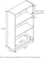 Furinno JAYA Book Shelf, 3-Tier Bookshelf, Bookcase with Adjustable Shelves, 9.5 x 24.5 x 40.3, for Living Room, Bedroom, Home Office, Espresso