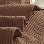 PHF Pre-Washed Cotton Waffle Weave Blanket Throw Size for Couch Bed,Snag Proof Spring Summer Lightweight Breathable,Oeko-TEX Certified,Machine Washable, Home Decor Gift，Cappuccino