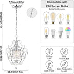 Small Chandelier for Bedroom, 90% Pre-Assembled Chrome Chandelier, Mini Acrylic Crystal Chandelier, 1 Light Pendant Light Fixtures for Bedroom,Closet, Bathroom,Entryway,Foyer, Living Room