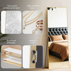DUMOS Wall-Mounted Full Length Mirror 21"x 65" for Bedroom, Full Body Floor Mirror with Stand, Hanging or Leaning for Wall, Gold
