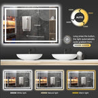 60X40 LED Bathroom Mirror with Lights, Anti-Fog, Dimmable, Backlit + Front Lit, Smart Bathroom Vanity Mirror, Memory Function, Shatterproof, Tempered Glass (Horizontal/Vertical)
