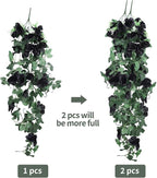 RECUTMS Artificial Hanging Rose Flower 4Pieces 3.3Ft Flowers for Outdoors with 30 LED Fairy String Lights Fake Indoor Wall Wedding (Black)