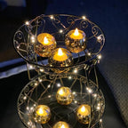 12pcs Gold Round Votive Candle Holders,Glass Gold Mercury Glass Votive Candle Holders Round Tealight for Christmas Decoration, Table Centerpieces, Weddings, Shower Gift