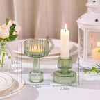 Candlestick Holders Bulk, 6 Pcs Green Combination Candle Holders Set, Crystal Candle Holders for Wedding, Table Centerpiece, Home Decoration