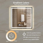 LED Mirror for Bathroom, 36x36 Inch Black Framed Gradient Front and Backlit LED Vanity Mirror, 3 Colors Dimmable CRI>90, IP54 Enhanced Anti-Fog Wall Mounted Lighted Bathroom Mirror