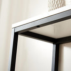 loglus Console Table for Entryway, Faux Marble MDF Sofa Table with Golden Frame (Double Layer, Black Frame)