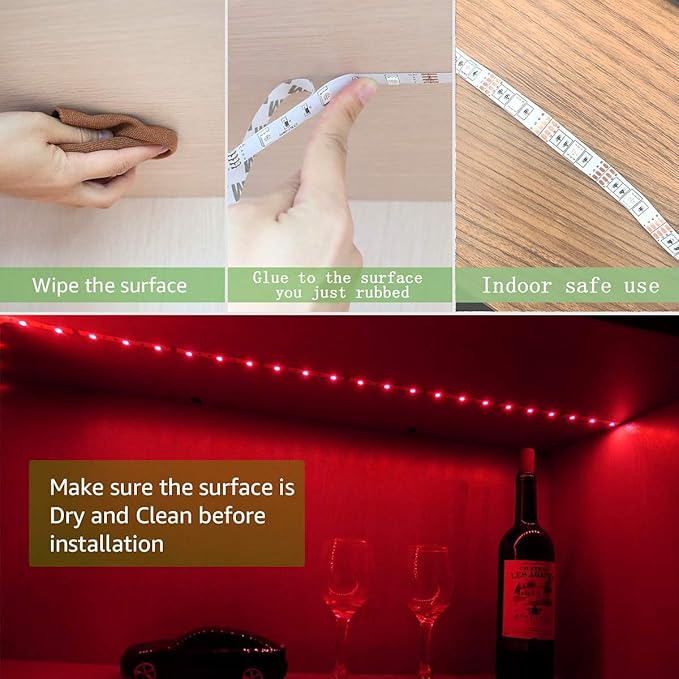 2m/6.6FT Battery Powered Led Strip Lights, LED Strip with 24 Keys Remote Control, RGB Led Rope Lights for Party and DIY Decoration