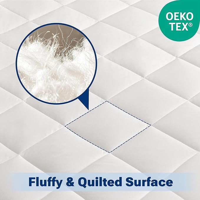 Sleep Philosophy Waterproof Mattress Protector Full Size Mattress Pad, 3M Scotchgard, Quilted & Fitted Microfiber Mattress Topper, Noisless & Deep Pocket Fits Up to 20" Mattress, Full White