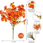 Ouddy Decor 15 Bundles Fake Mums Artificial Fall Flowers for Decorations, Fall Faux Pansy Flowers UV Resistant Fake Plants for Garden Porch Patio Farmhouse Autumn Harvest Thanksgiving Decor, Orange