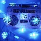 Christmas Snowflake String Lights, 20 FT 40 LED Battery Operated Blue Fairy Lights with Remote, 8 Modes Hanging Lights for Bedroom Room Decor Patio Party Wall Indoor Outdoor Xmas Tree Decorations