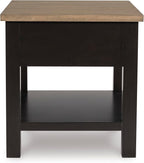 Signature Design by Ashley Drazmine Casual End Table with 1 Lower Shelf, Light Brown & Black