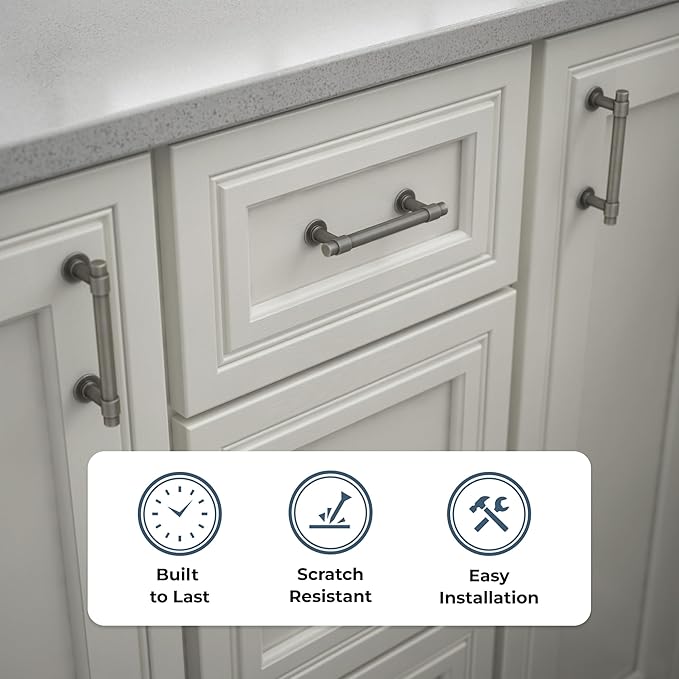 Franklin Brass - Francisco Heirloom Silver Cabinet Handles 3 Inch (3") Hole Center Pulls | Easy Install, Durable Hardware for Kitchen Cabinet Door, Drawers, Dresser Pull, Furniture (10 Pack)