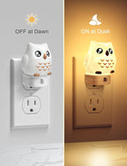 DORESshop Owl Night Lights Plug Into Wall, Cute Night Light for Kids, 8-Color LED Night Light with Dusk to Dawn Sensor, Decorative Nightlight for Kid Room, Bathroom, Bedroom, Children Gift, 1 Pack