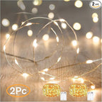 ANJAYLIA 2 Pack Fairy Lights 16.4ft 50 LED String Lights Battery Operated Mini Firefly Starry Lights for Wedding, Bedroom, Party, Christmas, Warm White
