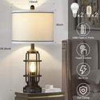 26" Modern Lamp for Living Room, Industrial 3-Way Dimmable Beside Table Lamp with USB A+C Charging Ports & AC Outlet, Touch Control Beside Lamp LED Night Light for Bedroom Single(2 Bulbs Included)