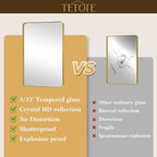 TETOTE Gold Mirror Bathroom 28 x 36 Brushed Gold Metal Framed Vanity Mirror, Tempered Glass, Modern Farmhouse Wall Mounted Mirrors for Decorative(Horizontal/Vertical)