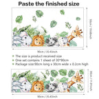 Watercolor Jungle Animal Wall Decals, SUNOYAR Forest Animal Wall Stickers for Kids Boys, DIY Elephant Lion Giraffe Zebra Cow Animals Mural Decor for Bedroom Bathroom Wall Door Game Rooms Daycare