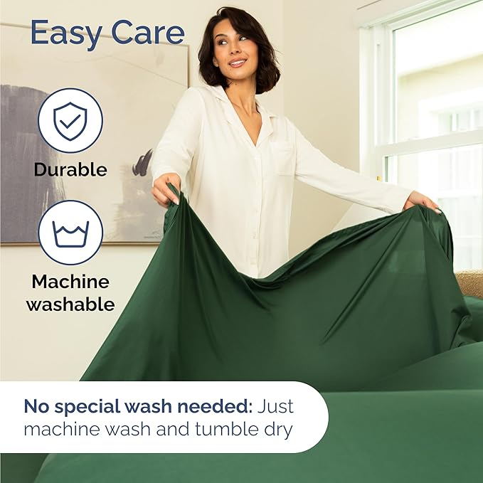 Twin 4 Piece Sheet Set - Comfy Breathable & Cooling - Ultra Soft Hotel Luxury Bedding Set w/ 8-16 Inch Deep Pockets - 1 Flat & 1 Fitted Sheet & 2 Pillowcases - Cozy, Wrinkle Free & Easy Care - Emerald