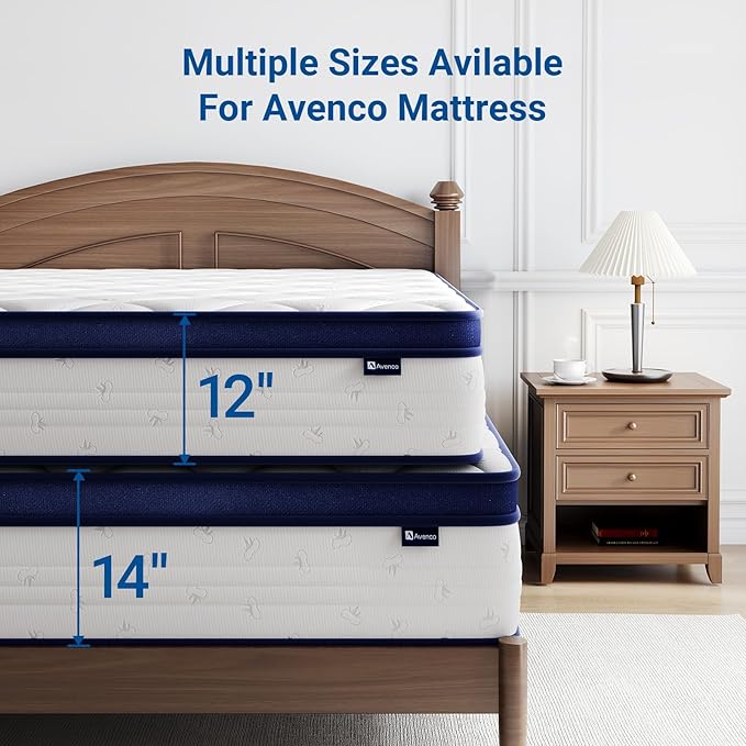 Avenco King Mattress, 10 inch King Size Mattress with Smarts™ Coil Individual Pocket Spring for Silent Sleep and Strong Edge Support, CertiPUR-US Certified, Mattresses in a Box