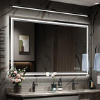 48x32 Inch Led Mirror for Bathroom with Front Light and Backlit, Dimmable Anti Fog Wall Bathroom Mirror with Led Lights, Water Proof, Decor Vanity Mirror