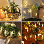 Dopheuor LED Photo Clip Copper String Lights Starry Fairy Warm White Lights Battery Powered for Hang Pictures Cards Bedroom Wall Decorations Christmas Patio Halloween Thanksgiving Wedding Party Décor
