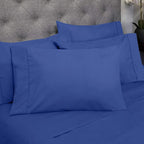 Sweet Home Collection 6 Piece 1500 Supreme Collection Brushed Microfiber Deep Pocket Sheet Set-2 Extra Pillow Cases, Great Value, Split King, Royal Blue